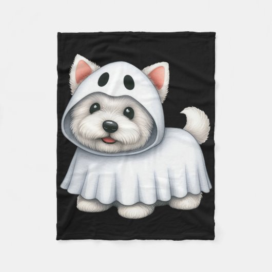Westie Hond Halloween Kostuum Ghost West Terrier Fleece Deken (Voorkant)