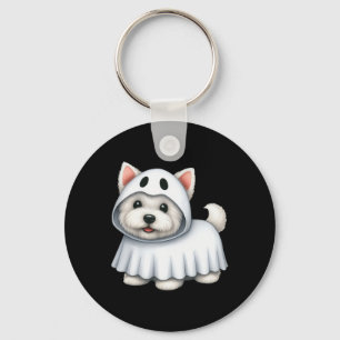 Westie Hond Halloween Kostuum Ghost West Terrier Sleutelhanger