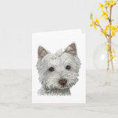 Westie hond kaart (Gele Bloem)