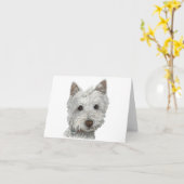 Westie hond kaart (Gele Bloem)