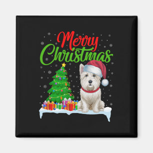 Westie Hond Kerstboom Lichten Grappig Kerstmis Wes Magneet