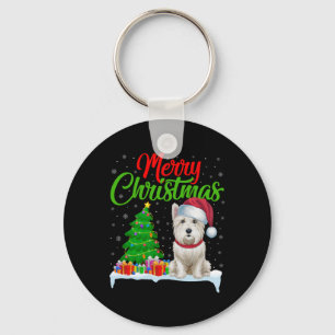 Westie Hond Kerstboom Lichten Grappig Kerstmis Wes Sleutelhanger
