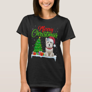 Westie Hond Kerstboom Lichten Grappig Kerstmis Wes T-shirt