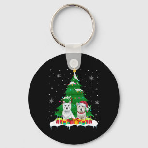 Westie-hond Kerstboom Lichtjes Kerstman Rendier Xm Sleutelhanger