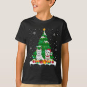 Westie Hond Kerstboom Lights Santa Reindeer Xm T-shirt (Voorkant)