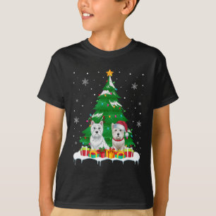 Westie Hond Kerstboom Lights Santa Reindeer Xm T-shirt