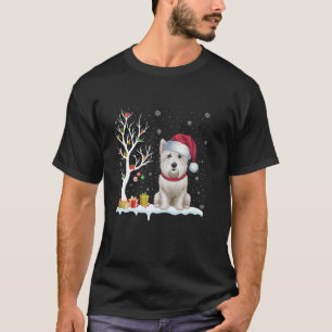 Westie Hond Kerstman Hoed Feestelijke Boom Licht K T-shirt
