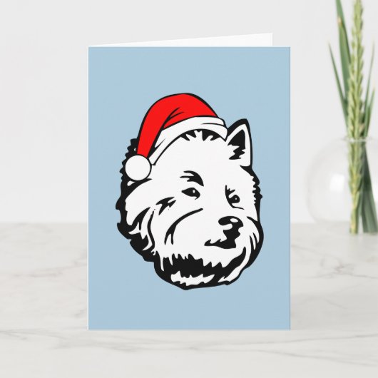 Westie Hond Kerstmis Kerstman Hoed Feestdagen Kaart (Voorkant)