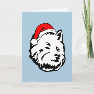 Westie Hond Kerstmis Kerstman Hoed Feestdagen Kaart
