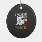 Westie-hond liefde typografie keramisch ornament (Links)