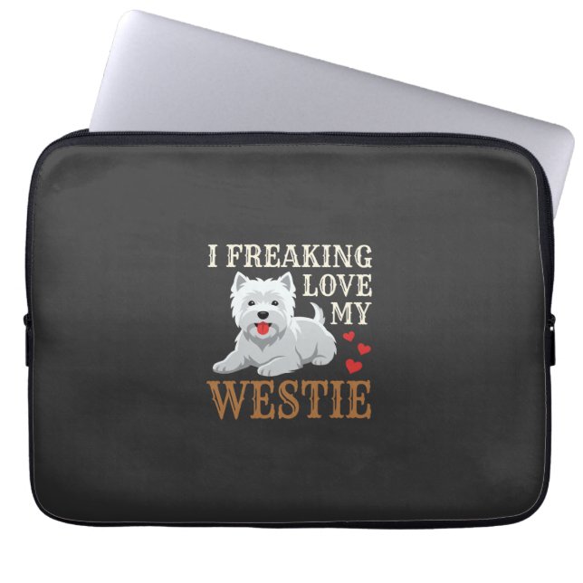 Westie-hond liefde typografie laptop sleeve (Voorkant)