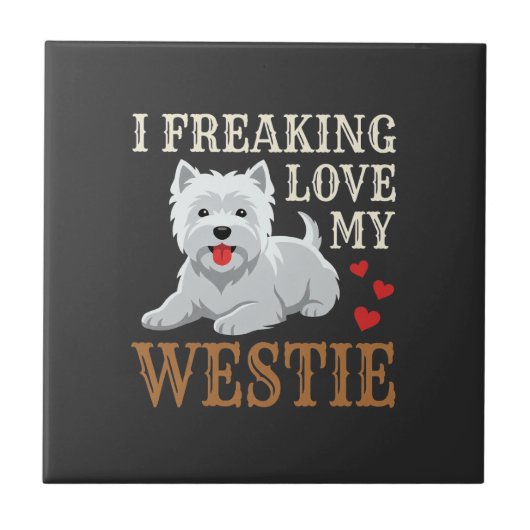 Westie-hond liefde typografie tegeltje (Voorkant)