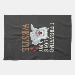 Westie-hond liefde typografie theedoek