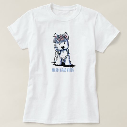 Westie hond Mardi Gras T-shirt (Design voorkant)