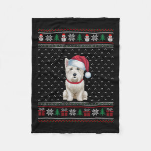 Westie Hond Met Santa Hat Lelijke Xmas Hondenliefh Fleece Deken