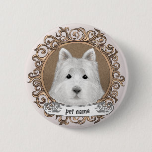 Westie Hond  Ronde Button 5,7 Cm
