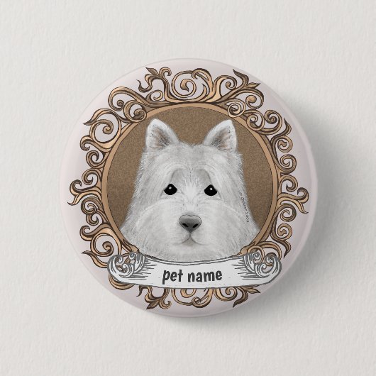 Westie Hond Ronde Button 5,7 Cm (Voorkant)