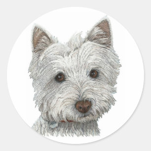 Westie hond ronde sticker
