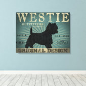 Westie Hond Rustiek Kunst Canvas Afdruk (Insitu (Houten vloer))
