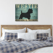 Westie Hond Rustiek Kunst Canvas Afdruk (Insitu (Slaapkamer))