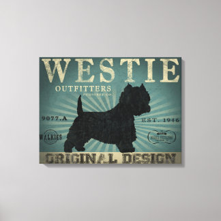 Westie Hond Rustiek Kunst Canvas Afdruk