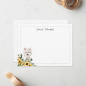 Westie Hond Zonnebloem Eucalyptus gepersonaliseerd Notitiekaartje (Voorkant / Achterkant in situ)