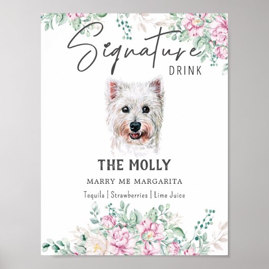 Westie Hondenhandtekening Drink Teken Poster (Voorkant)