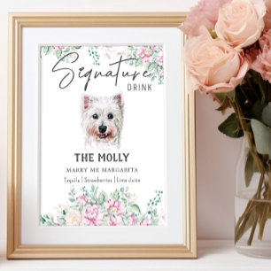 Westie Hondenhandtekening Drink Teken Poster