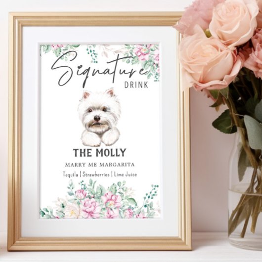 Westie Hondenhandtekening Drink Teken Poster