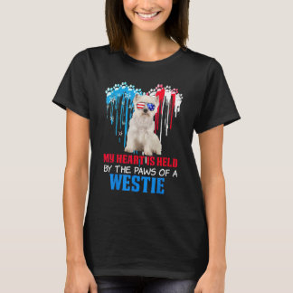 Westie Hondenhart 4 juli Hond USA Flag Mannen Wo T-shirt