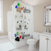 Westie Hondenkunst en Paws Douchegordijn (In situ)