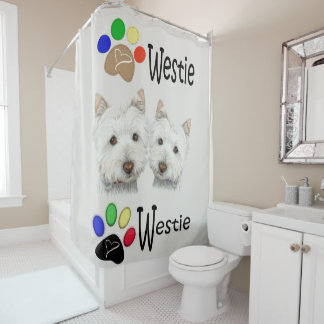 Westie Hondenkunst en Paws Douchegordijn