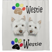 Westie Hondenkunst en Paws Douchegordijn (Voorkant)