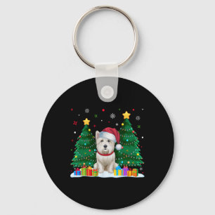 Westie Hondenliefhebbers Santa Hat Lelijke Kersttr Sleutelhanger