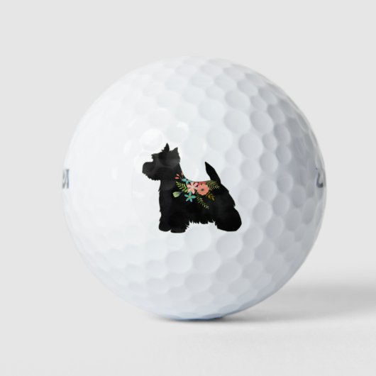 Westie Hondenras Boho Floral Silhouette Golfballen (Voorkant)