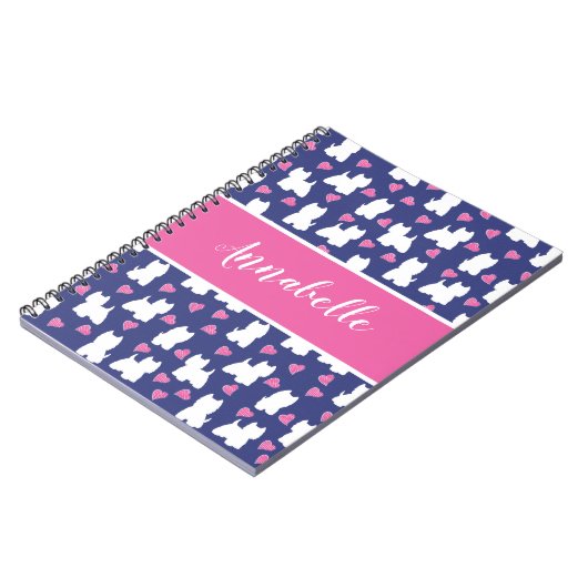 Westie houdt spiraal notitieboek warm (Linkerzijde)