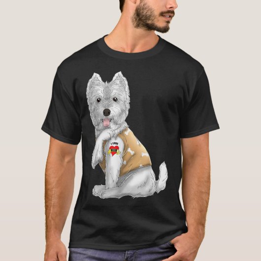 Westie Ik hou van Tattoo Dog Funny Moederdag Gi T-shirt (Voorkant)