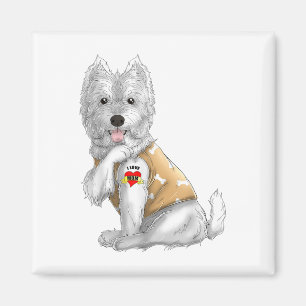 Westie Ik hou van Tattoo Dog Shirt Funny Mothers D Magneet