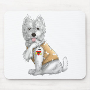 Westie Ik hou van Tattoo Dog Shirt Funny Mothers D Muismat