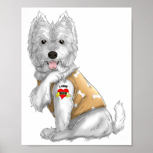 Westie Ik hou van Tattoo Dog Shirt Funny Mothers D Poster