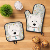Westie Impressies Oven Mitt & Pot Holder Set (Top down)