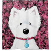 Westie Impressions Floral Shower Curtain Douchegordijn (Voorkant)