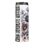 Westie in bloemengrijswaarden thermosbeker (Achterkant)