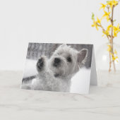 Westie in de regen kaart (Gele Bloem)