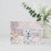Westie in de winter briefkaart (Staand voorkant)
