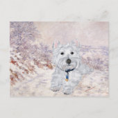 Westie in de winter briefkaart (Voorkant)