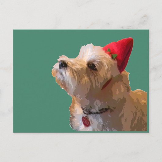 Westie in een pet van de Kerstman Feestdagenkaart (Voorkant)