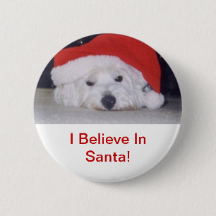 Westie in een Santa Hat Ronde Button 5,7 Cm