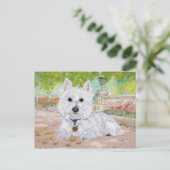 Westie in het park briefkaart (Staand voorkant)
