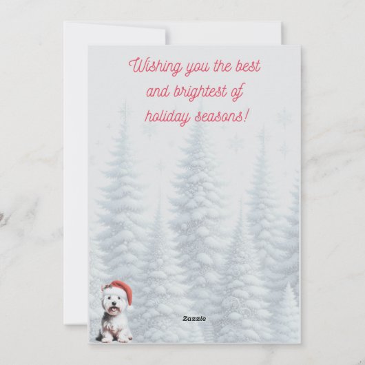 Westie in Sled Vrolijk Kerstfeest Kaart (Achterkant)